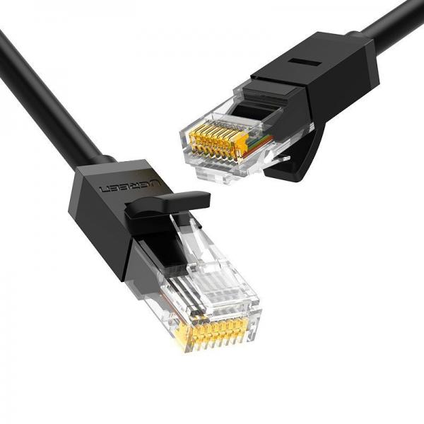Cablu retea UGREEN NW102 Ethernet Cat. 6, mufat 2xRJ45, UTP, Rounded, lungime 10m, Negru