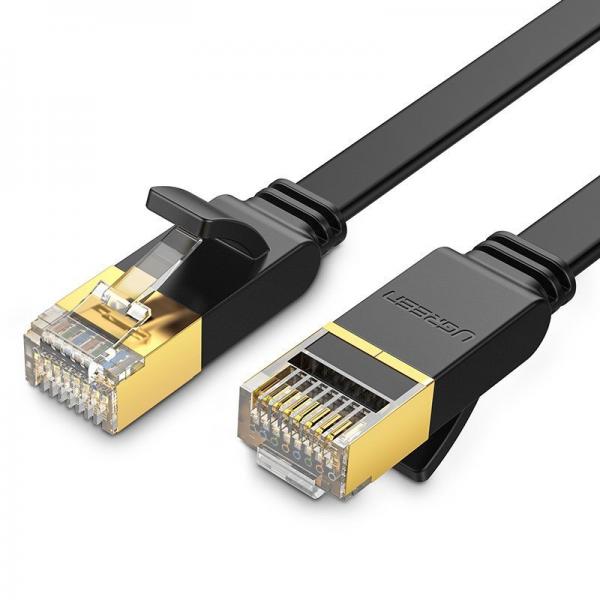 Cablu retea UGREEN NW106 Ethernet Cat. 7, mufat 2xRJ45, STP, Flat, lungime 1.5m, Negru 1 - lerato.ro