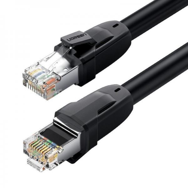 Cablu retea UGREEN NW121 Ethernet Cat. 8, mufat 2xRJ45, S/FTP, Class I, lungime 1m, Negru