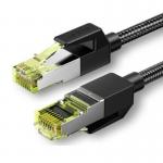Cablu retea rotund UGREEN NW150 Ethernet Braid, Cat. 7, mufat 2xRJ45, F/FTP, lungime 1m, 10Gbps, Negru 2 - lerato.ro