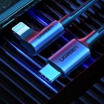 Cablu pentru incarcare si transfer de date UGREEN Elbow US305, USB Type-C/Lightning, certificare MFi, Power Delivery, 3A, 1m, Gri 4 - lerato.ro