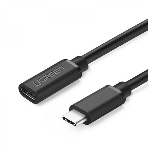 Cablu pentru incarcare si transfer de date UGREEN ED008, USB-C mama - USB-C tata, 5Gbps, 60W, 50cm, Negru 1 - lerato.ro