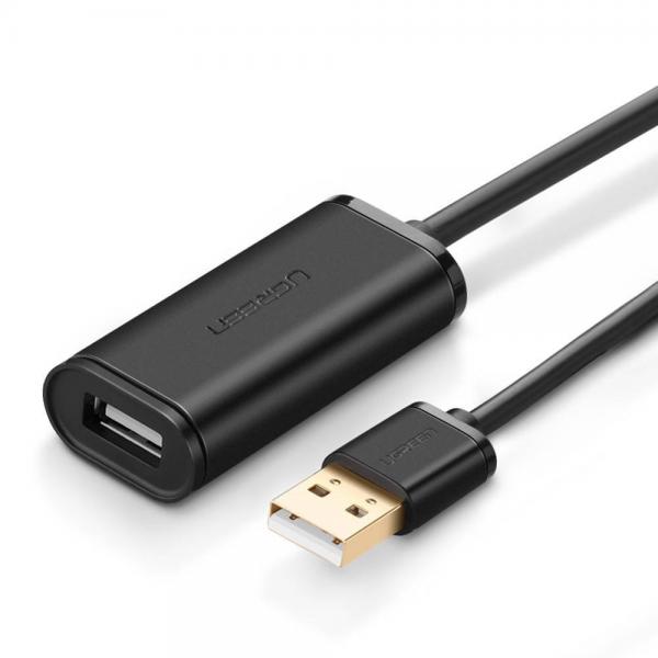 Cablu pentru transfer de date UGREEN US121, USB tata - USB mama, activ, 10m, Negru 1 - lerato.ro