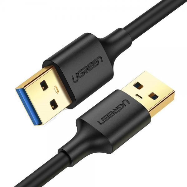 Cablu pentru transfer de date UGREEN US128, 2x USB 3.0, Gold, 5 Gbs, 5V, 50cm, Negru