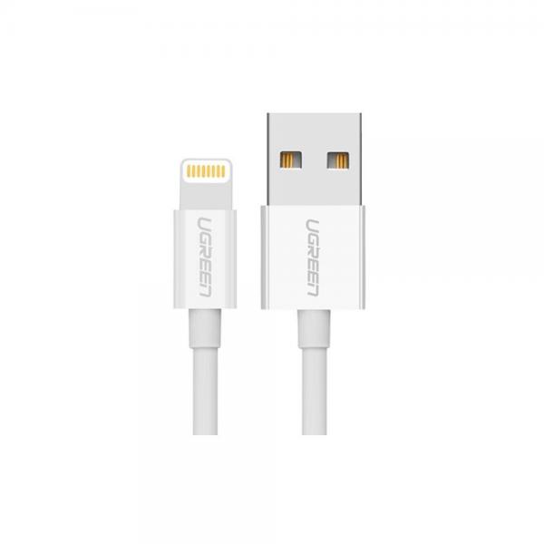 Cablu pentru incarcare si transfer de date UGREEN US155 Nickel, USB/Lightning, certificare MFi, 2.4A, 2m, Alb 1 - lerato.ro