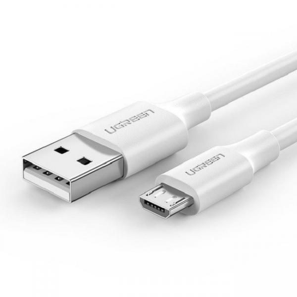 Cablu pentru incarcare si transfer de date UGREEN US289, USB/Micro-USB, Quick Charge 3.0, 2.4A, 1m, Alb
