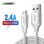 Cablu pentru incarcare si transfer de date UGREEN US290, USB/Micro-USB, Quick Charge 3.0, 2.4A, 2m, Alb