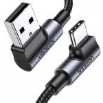 Cablu pentru incarcare si transfer de date UGREEN US176, USB la USB-C, QC 4.0, 3A, 480 Mbps, Unghi incarcare 90 grade, 0.5m, Negru/Gri 11 - lerato.ro
