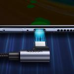 Cablu pentru incarcare si transfer de date UGREEN US176, USB la USB-C, QC 4.0, 3A, 480 Mbps, Unghi incarcare 90 grade, 0.5m, Negru/Gri 5 - lerato.ro