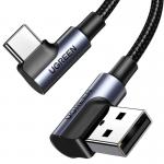 Cablu pentru incarcare si transfer de date UGREEN US176, USB la USB-C, QC 4.0, 3A, 480 Mbps, Unghi incarcare 90 grade, 3m, Negru/Gri 12 - lerato.ro