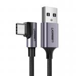 Cablu pentru incarcare si transfer de date UGREEN US284, USB la USB-C, 15W, 3A, 480 Mbps, Unghi incarcare 90 grade, 2m, Negru/Gri 2 - lerato.ro