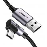 Cablu pentru incarcare si transfer de date UGREEN US284, USB la USB-C, 15W, 3A, 480 Mbps, Unghi incarcare 90 grade, 2m, Negru/Gri 3 - lerato.ro