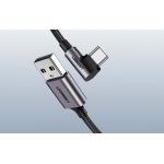 Cablu pentru incarcare si transfer de date UGREEN US284, USB la USB-C, 15W, 3A, 480 Mbps, Unghi incarcare 90 grade, 2m, Negru/Gri 4 - lerato.ro