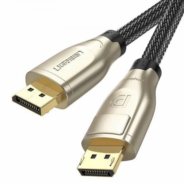 Cablu video UGREEN DP112 DisplayPort tata - DisplayPort tata, 8K, 60Hz, HDR, 3D, 32Gbps, 1m, Negru/Argintiu