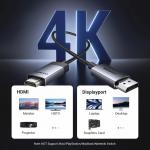 Cablu video UGREEN DP119, DisplayPort tata - HDMI tata, 4K, 60Hz, 1m, Gri 4 - lerato.ro