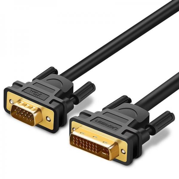 Cablu video UGREEN DV102 DVI tata - VGA tata, FullHD, 60Hz, 2 moduri, 3m, Negru