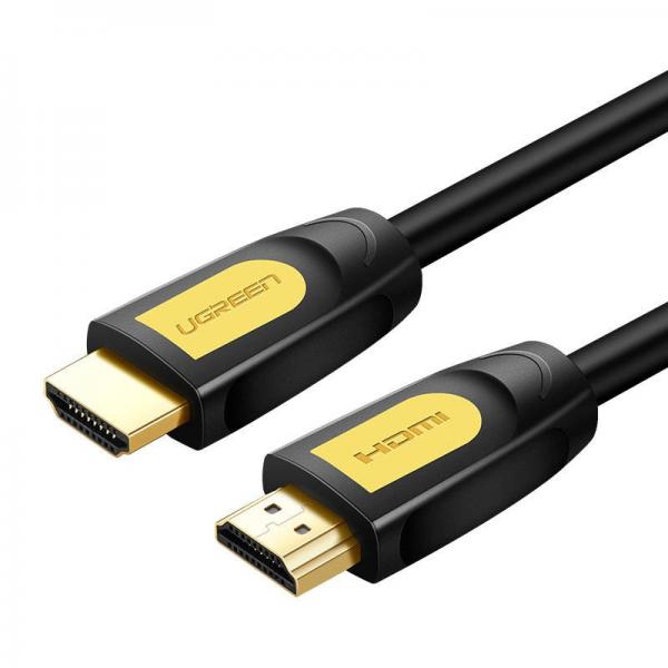 Cablu video UGREEN HD101 HDMI tata - HDMI tata, 4K, 60Hz, 2 moduri, 1m, Negru/Galben