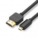 Cablu video UGREEN HD127 Micro HDMI tata - HDMI tata, 4K, 3D, 2m, Negru 2 - lerato.ro