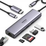 Adaptor HUB 7-in-1 UGREEN CM512, USB-C - 2x USB 3.2, 1x USB-C PD, 1x HDMI 4K, 1x RJ45, 1x MicroSD, 1x SD, Gri 4 - lerato.ro