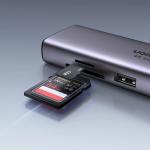 Adaptor HUB 7-in-1 UGREEN CM512, USB-C - 2x USB 3.2, 1x USB-C PD, 1x HDMI 4K, 1x RJ45, 1x MicroSD, 1x SD, Gri 5 - lerato.ro