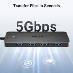 Adaptor HUB 4-in-1 UGREEN CM219, USB - 4x USB 3.0, Lungime cablu 15cm, Negru 5 - lerato.ro
