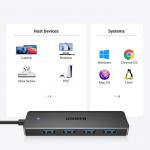 Adaptor HUB 4-in-1 UGREEN CM219, USB - 4x USB 3.0, Lungime cablu 1m, Negru 5 - lerato.ro