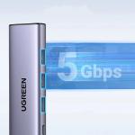 Adaptor HUB 5-in-1 UGREEN CM511, USB-C - 3x USB 3.0, 1x USB-C PD, 1x HDMI 4K, Gri 7 - lerato.ro