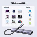 Adaptor HUB 5-in-1 UGREEN CM511, USB-C - 3x USB 3.0, 1x USB-C PD, 1x HDMI 4K, Gri 3 - lerato.ro