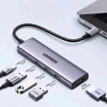 Adaptor HUB 5-in-1 UGREEN CM511, USB-C - 3x USB 3.0, 1x USB-C PD, 1x HDMI 4K, Gri 4 - lerato.ro