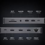 Adaptor HUB 13-in-1 UGREEN CM681, USB-C - 2x HDMI, 2x USB 3.2, 2x USB 3.0, 1x USB-C PD, 1x USB-C, 1x DisplayPort, 1x Mini Jack 3.5mm, 1x RJ45, 1x MicroSD, 1x SD, Gri 7 - lerato.ro