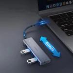 Adaptor HUB 5-in-1 UGREEN CM219, USB-C - 4x USB 3.2, 1x USB-C, Gri 17 - lerato.ro