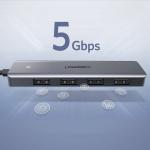 Adaptor HUB 5-in-1 UGREEN CM219, USB-C - 4x USB 3.2, 1x USB-C, Gri 11 - lerato.ro