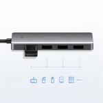 Adaptor HUB 5-in-1 UGREEN CM219, USB-C - 4x USB 3.2, 1x USB-C, Gri 5 - lerato.ro