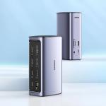 Adaptor HUB aluminiu 12-in-1 UGREEN CM555, 2x HDMI, 1x USB 3.1, 1x USB 3.0, 1x USB-C PD, 1x USB-C, 1x USB-C Host, 1x DisplayPort, 1x Mini Jack 3.5mm, 1x RJ45, 1x MicroSD, 1x SD, Gri 11 - lerato.ro