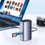 Adaptor HUB aluminiu 12-in-1 UGREEN CM555, 2x HDMI, 1x USB 3.1, 1x USB 3.0, 1x USB-C PD, 1x USB-C, 1x USB-C Host, 1x DisplayPort, 1x Mini Jack 3.5mm, 1x RJ45, 1x MicroSD, 1x SD, Gri 14 - lerato.ro