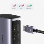 Adaptor HUB aluminiu 12-in-1 UGREEN CM555, 2x HDMI, 1x USB 3.1, 1x USB 3.0, 1x USB-C PD, 1x USB-C, 1x USB-C Host, 1x DisplayPort, 1x Mini Jack 3.5mm, 1x RJ45, 1x MicroSD, 1x SD, Gri 8 - lerato.ro