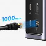 Adaptor HUB aluminiu 12-in-1 UGREEN CM555, 2x HDMI, 1x USB 3.1, 1x USB 3.0, 1x USB-C PD, 1x USB-C, 1x USB-C Host, 1x DisplayPort, 1x Mini Jack 3.5mm, 1x RJ45, 1x MicroSD, 1x SD, Gri 6 - lerato.ro