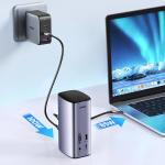 Adaptor HUB aluminiu 12-in-1 UGREEN CM555, 2x HDMI, 1x USB 3.1, 1x USB 3.0, 1x USB-C PD, 1x USB-C, 1x USB-C Host, 1x DisplayPort, 1x Mini Jack 3.5mm, 1x RJ45, 1x MicroSD, 1x SD, Gri 5 - lerato.ro