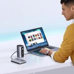 Adaptor HUB aluminiu 12-in-1 UGREEN CM555, 2x HDMI, 1x USB 3.1, 1x USB 3.0, 1x USB-C PD, 1x USB-C, 1x USB-C Host, 1x DisplayPort, 1x Mini Jack 3.5mm, 1x RJ45, 1x MicroSD, 1x SD, Gri 4 - lerato.ro