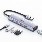 Adaptor HUB 5-in-1 UGREEN CM475, USB - 3x USB 3.0, 1x USB-C PD, 1x RJ45, Gri 2 - lerato.ro