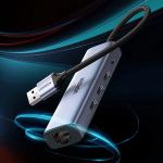 Adaptor HUB 5-in-1 UGREEN CM475, USB - 3x USB 3.0, 1x USB-C PD, 1x RJ45, Gri 25 - lerato.ro