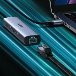 Adaptor HUB 5-in-1 UGREEN CM475, USB - 3x USB 3.0, 1x USB-C PD, 1x RJ45, Gri 22 - lerato.ro