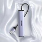 Adaptor HUB 5-in-1 UGREEN CM475, USB - 3x USB 3.0, 1x USB-C PD, 1x RJ45, Gri 12 - lerato.ro
