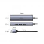Adaptor HUB 5-in-1 UGREEN CM475, USB - 3x USB 3.0, 1x USB-C PD, 1x RJ45, Gri 11 - lerato.ro