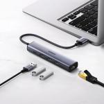 Adaptor HUB 5-in-1 UGREEN CM475, USB - 3x USB 3.0, 1x USB-C PD, 1x RJ45, Gri 9 - lerato.ro