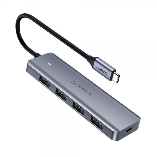 Adaptor HUB 5-in-1 UGREEN CM219, USB-C - 4x USB 3.0, 1x Micro USB, 15cm, Gri 1 - lerato.ro