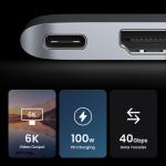 HUB mutifunctional 6 in 2 Ugreen CM380,  2x USB C la HDMI 6K, 2xUSB 3.0, SD TF, USB C PD 100W, 40 Gbps, compatibil cu MacBook, Gri 8 - lerato.ro