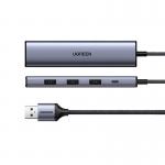 Adaptor HUB 5-in-1 UGREEN CM473, USB - 4x USB 3.0, 1x USB-C, 20cm, Gri 3 - lerato.ro