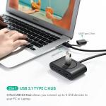 Adaptor HUB 5-in-1 UGREEN CR113, USB/USB-C - 4x USB 3.0, 1x Micro USB, 1m, Negru
