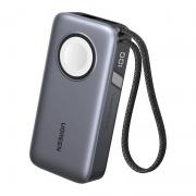 Baterie externa portabila Ugreen PB527, 10000 mAh, 30W, Incarcare Wireless, Cablu USB-C incorporat, Gri